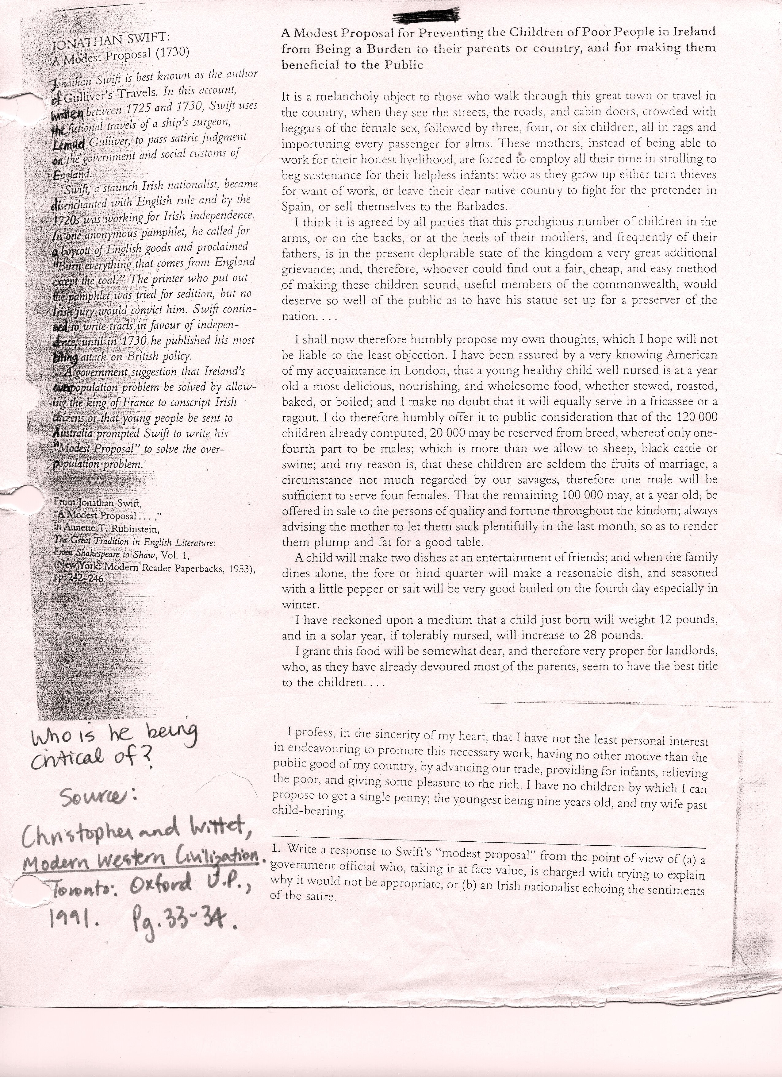 Example Of Harvard Referencing In An Essay Essay Questions For A Modest Proposal The Initiator Perceived That The Worst Problems In Dublin Were Cognitive Development Essay also Essays On Adversity Essay Questions For A Modest Proposal Essay Writing Service Animal Farm Conclusion Essay